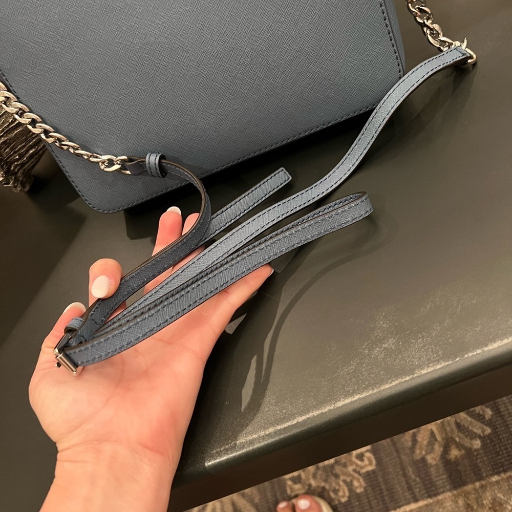 EUC Michael Kors Jet Set Blue Saffiano Leather Crossbody Purse - Picture 2 of 12